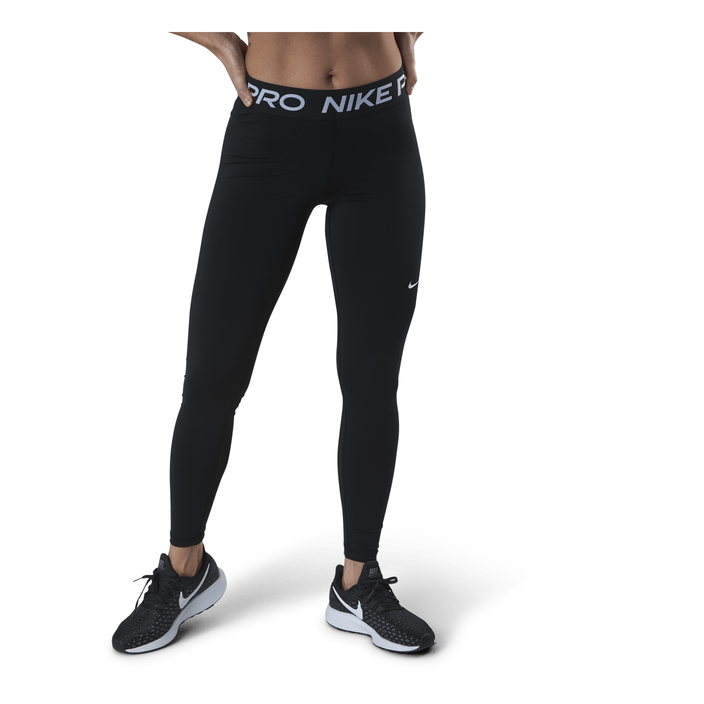 Nike Pro Women's Mid-Rise Mesh-Paneled Leggings BLACK/WHITE 3 Nike Pro Women's Mid-Rise Mesh-Paneled Leggings BLACK/WHITE