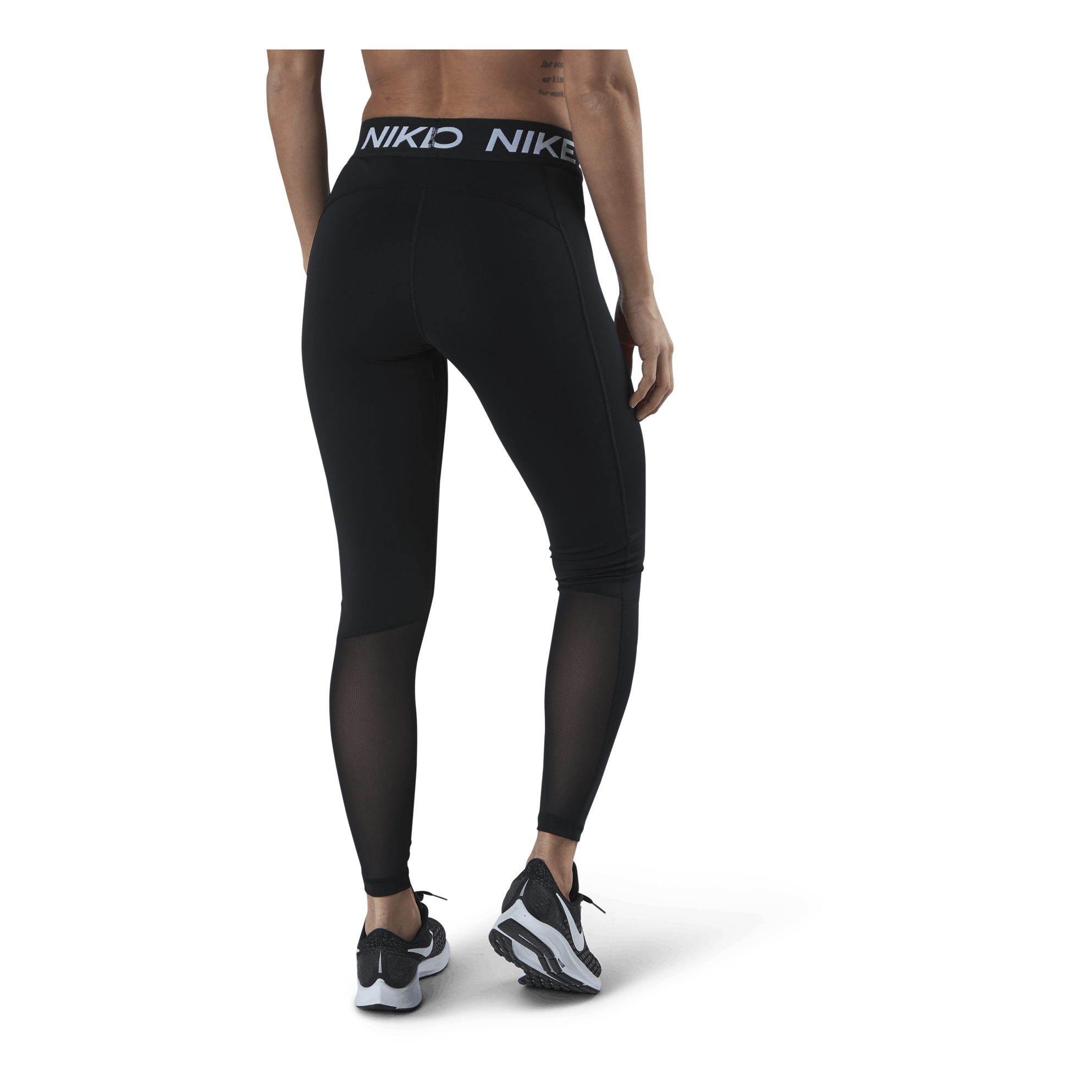 Nike Pro Women's Mid-Rise Mesh-Paneled Leggings BLACK/WHITE 5 Nike Pro Women's Mid-Rise Mesh-Paneled Leggings BLACK/WHITE - Image 3