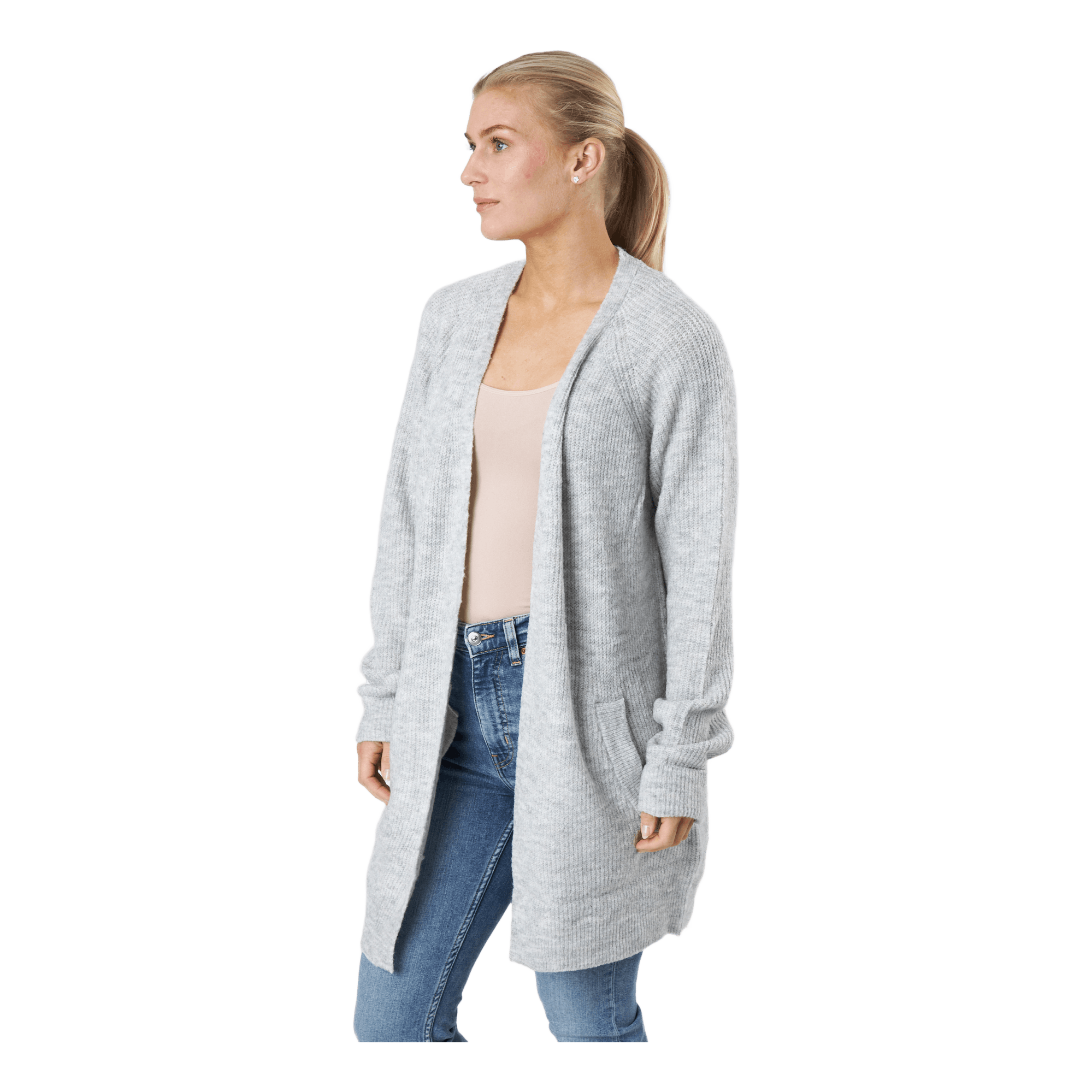 Pieces Ellen Ls Long Knit Cardigan Gr Light Grey Melange 4 Pieces Ellen Ls Long Knit Cardigan Gr Light Grey Melange - Image 2