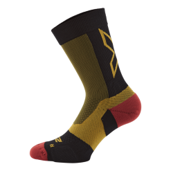 2XU Vectr Light Cushion Crew Sock Winter Moss/chilli Oil