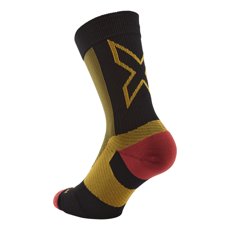 2XU Vectr Light Cushion Crew Sock Winter Moss/chilli Oil 4 2XU Vectr Light Cushion Crew Sock Winter Moss/chilli Oil - Image 2