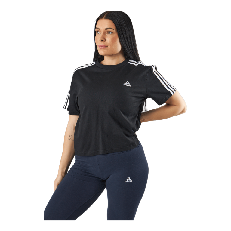 ADIDAS Essentials 3-Stripes Single Jersey Crop Top Black 3 ADIDAS Essentials 3-Stripes Single Jersey Crop Top Black