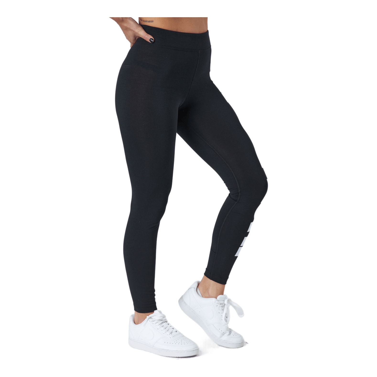 Nike Sportswear Essential Women's High-Waisted Graphic Leggings BLACK/WHITE 4 Nike Sportswear Essential Women's High-Waisted Graphic Leggings BLACK/WHITE - Image 2